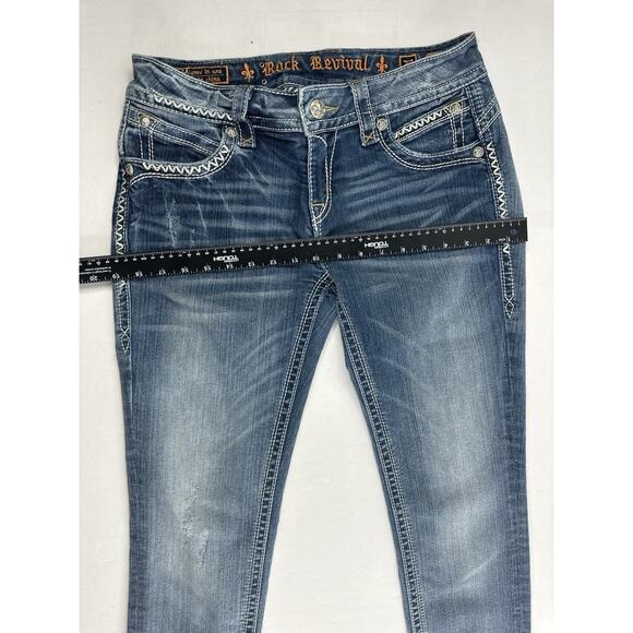 Rock Revival Betty Skinny Jeans Women Size 31 Blue Medium Wash AK12 Distressed  - Picture 7 of 13